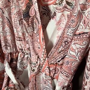 Faux Wrap sx 8/10L Pink/Orange Paisley multi color Maxi Dress